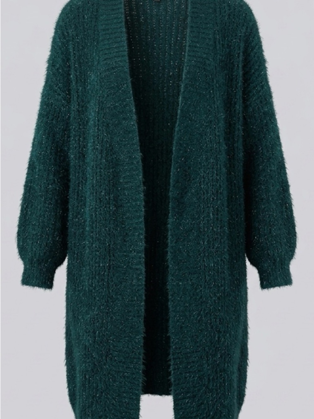 Italian Cozy Open-Front Teal Fuzzy Cardigan Sweater -wool/viscose